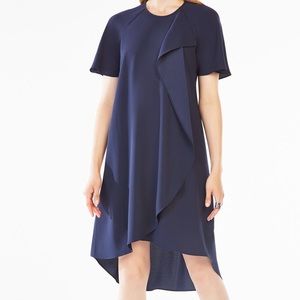 NWT BCBGMaxAzria Navy draped ruffle dress